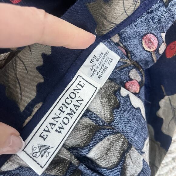 Evan Picone Woman Blouse & Skirt Set Women's Plus Size 16W Blue Berries Vintage - Picture 11 of 11